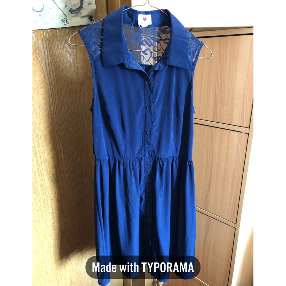 One Clothing Navy Lace Button Up Sleeveless Dress